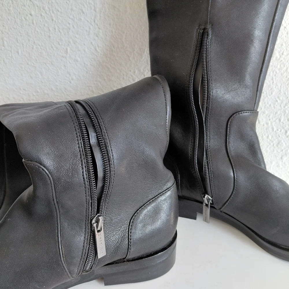 Giani Bini Womens Overs The Knee Riding Black Leather Boots